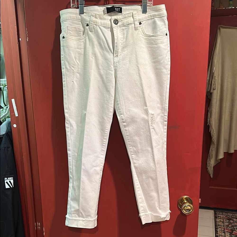 Kut from the Kloth White Ankle Cropped Jeans